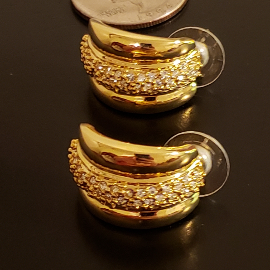 Iman Gold Crystal Pierced Earings